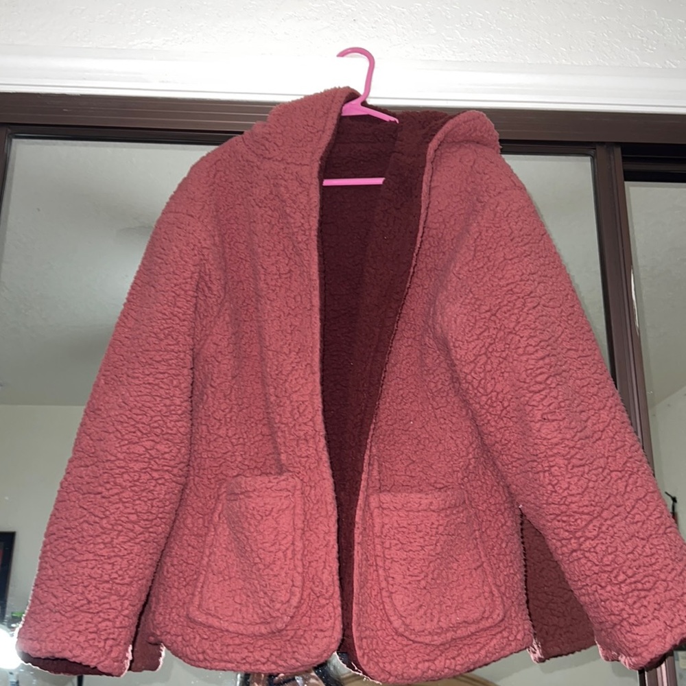 Fuzzy double sided sweater